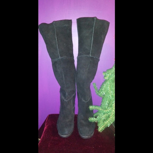 Nine West Black Suede Platform Boots - Picture 2 of 9